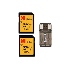 Kodak 64GB Class 10 UHS-I U1 SDXC Memory Card (2-Pack) with Card Reader Bundle