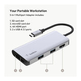 Belkin 5-in-1 MultiPort Docking Station USB-C Hub with 4K 5Gbps Aluminum Dock (Open Box)