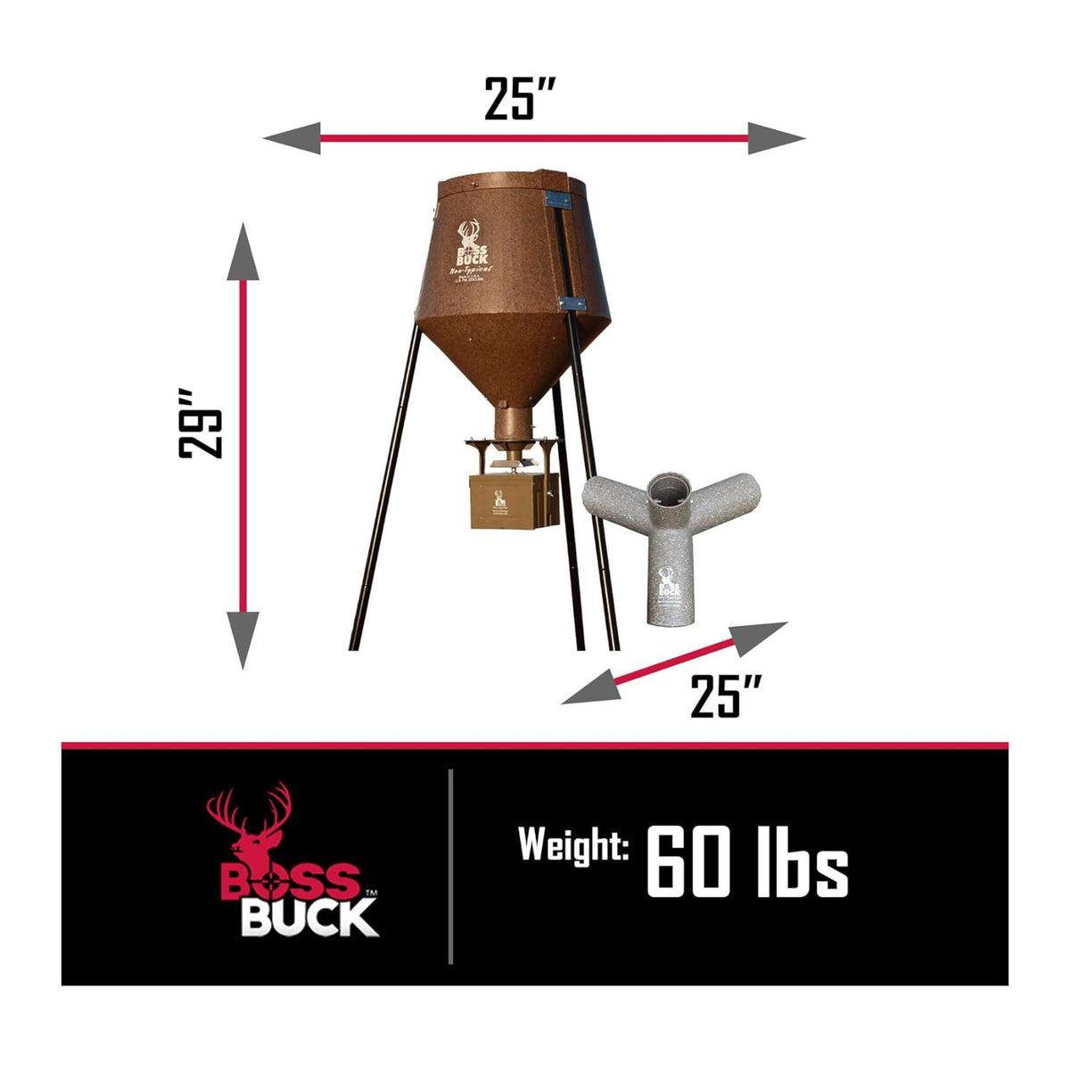 BOSS Buck 200lbs Deer Feeder Drum with Auto Feed System 2 Way Protein Head