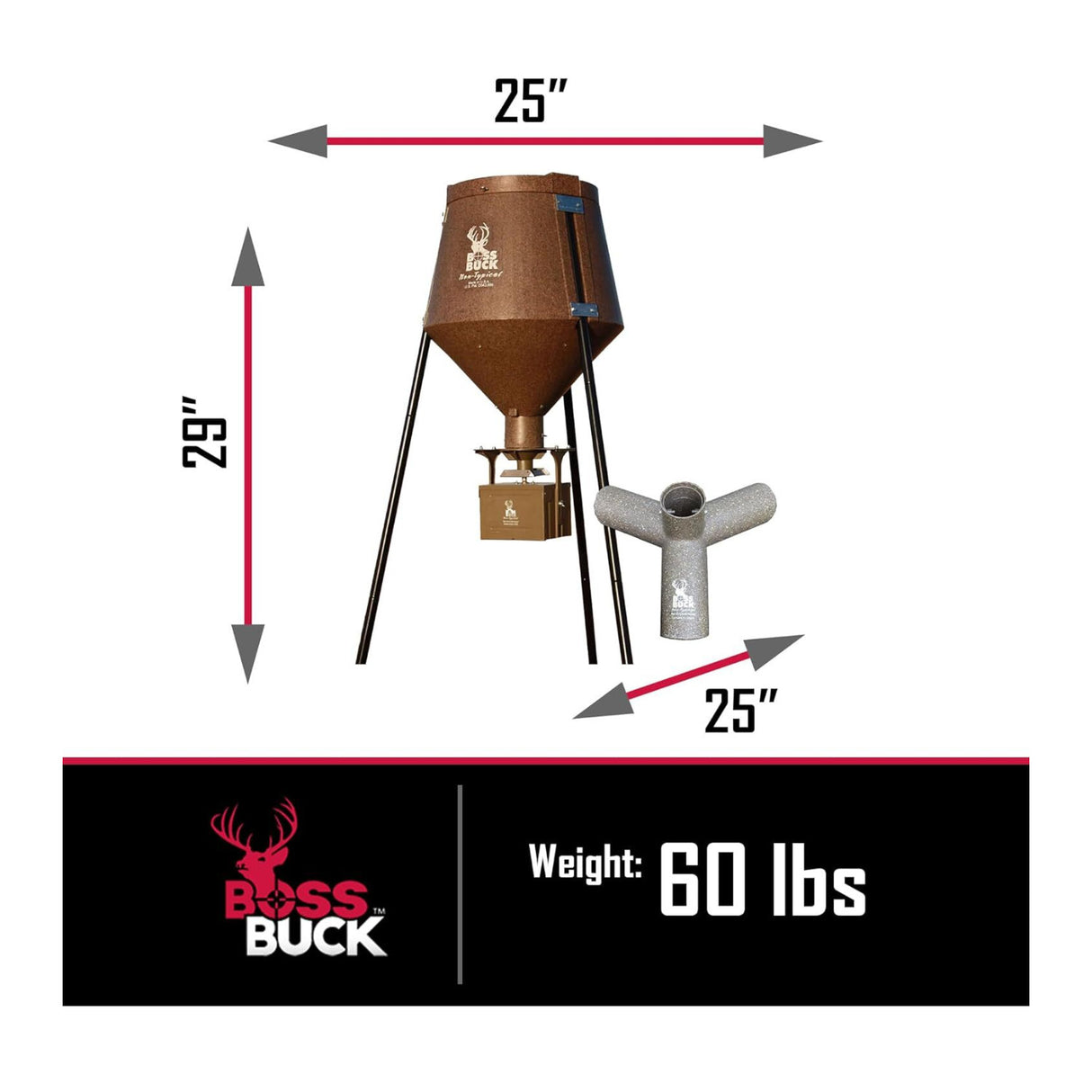 BOSS Buck 200lbs Deer Feeder Drum with Auto Feed System 2 Way Protein Head
