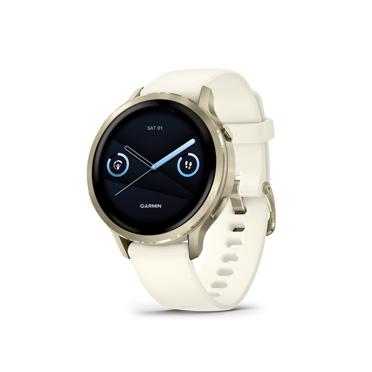 Garmin Venu 4 41mm AMOLED (Lunar Gold/Bone) GPS Smartwatch with Earbuds Bundle