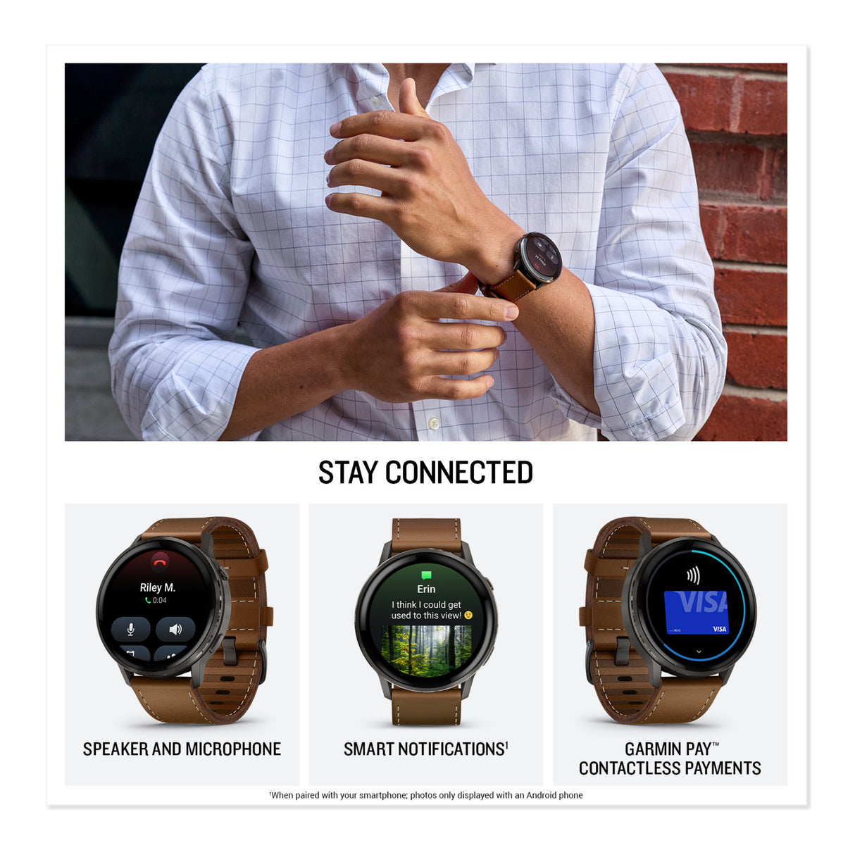 Garmin Venu 4 45mm AMOLED (Slate/Brown) GPS Smartwatch with Earbuds Bundle