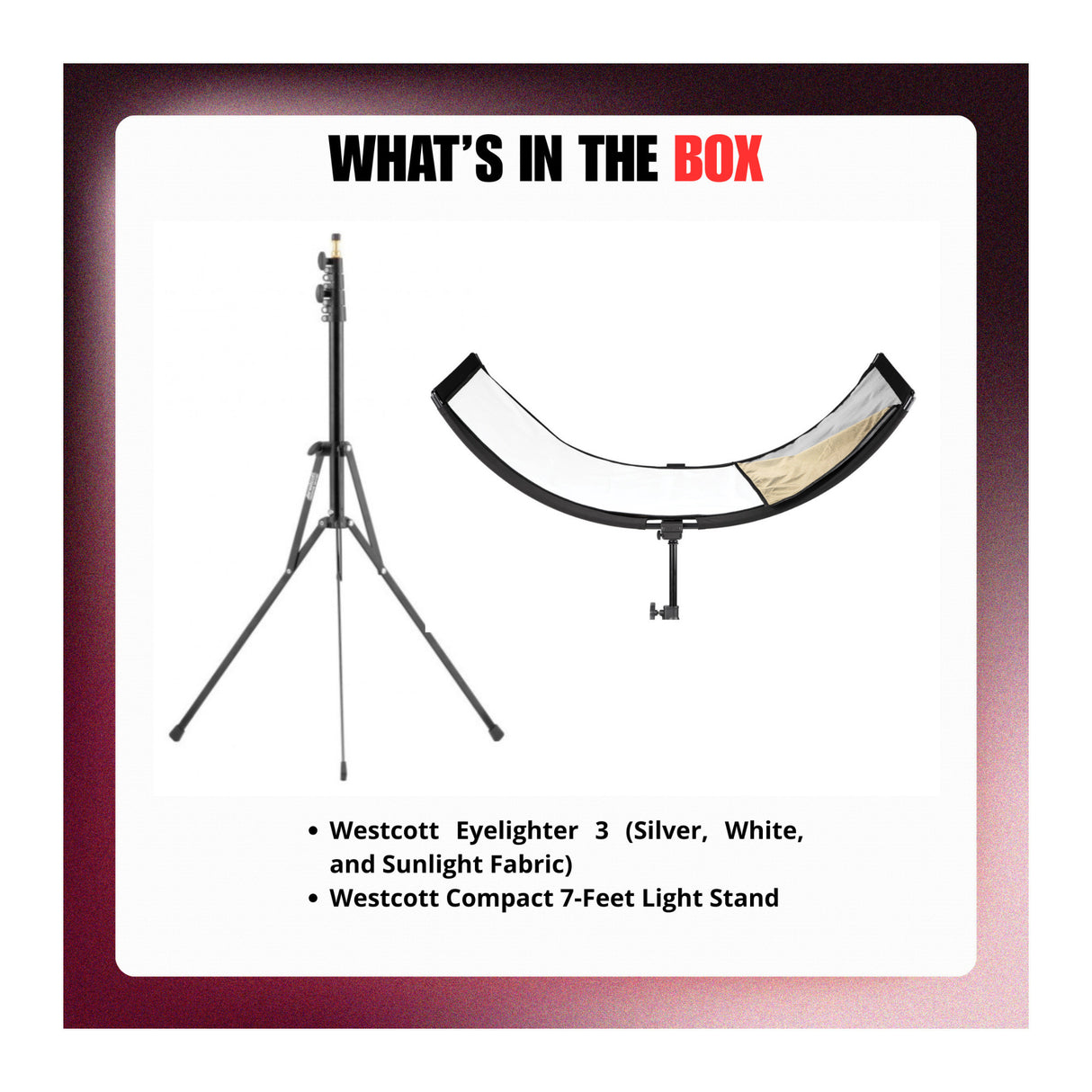Westcott Eyelighter 3 (Silver, White, and Sunlight Fabric) with 7-Ft Light Stand