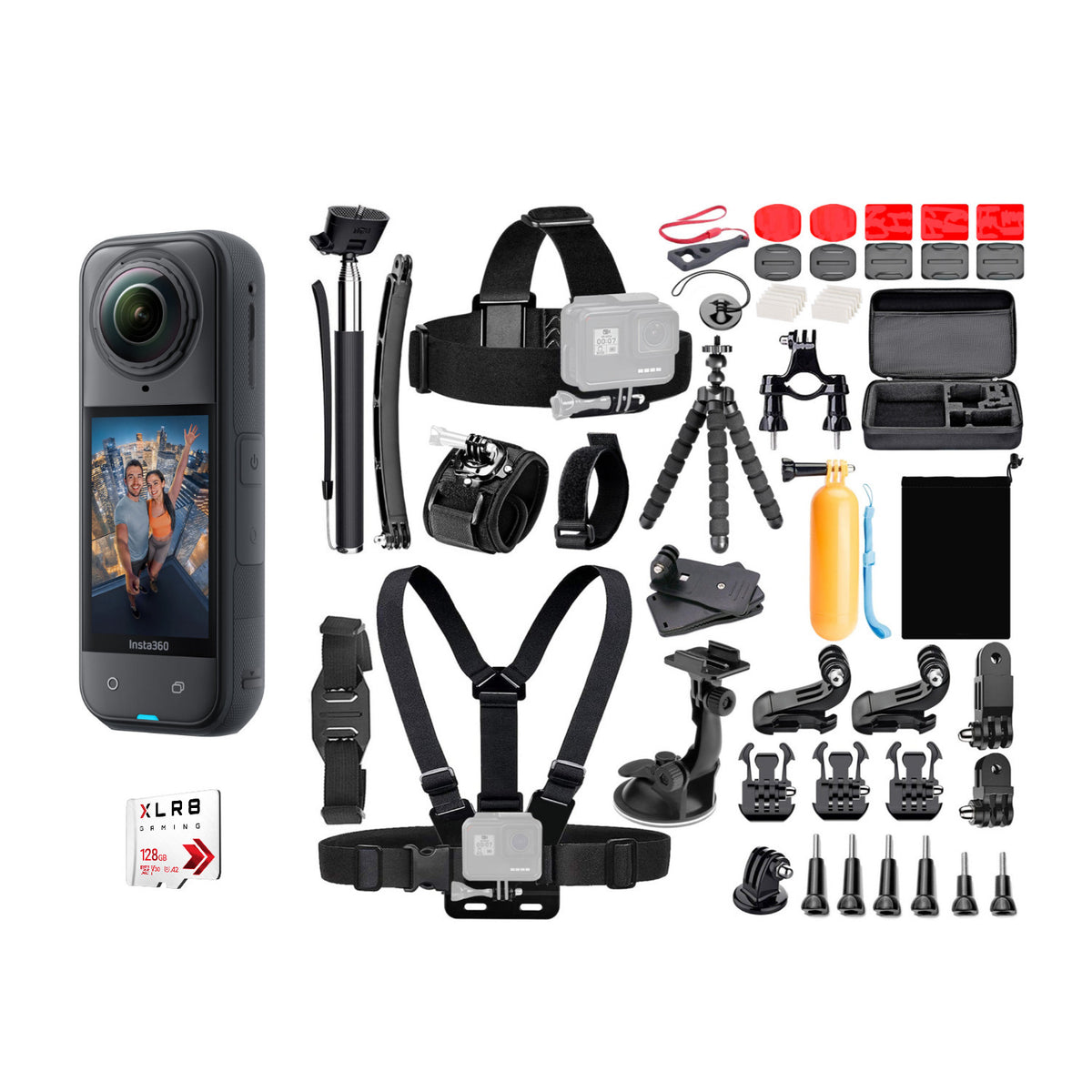 Insta360 X5 360 Degree 8K Camera with 128GB Memory Card and Accessories Bundle