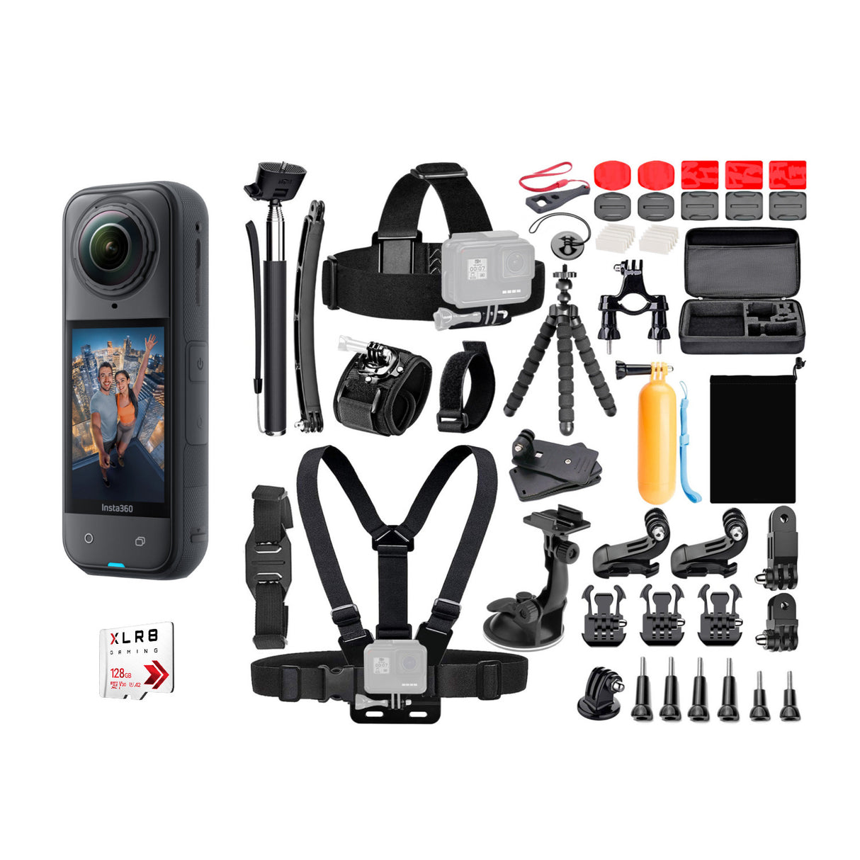 Insta360 X5 360 Degree 8K Camera with 128GB Memory Card and Accessories Bundle