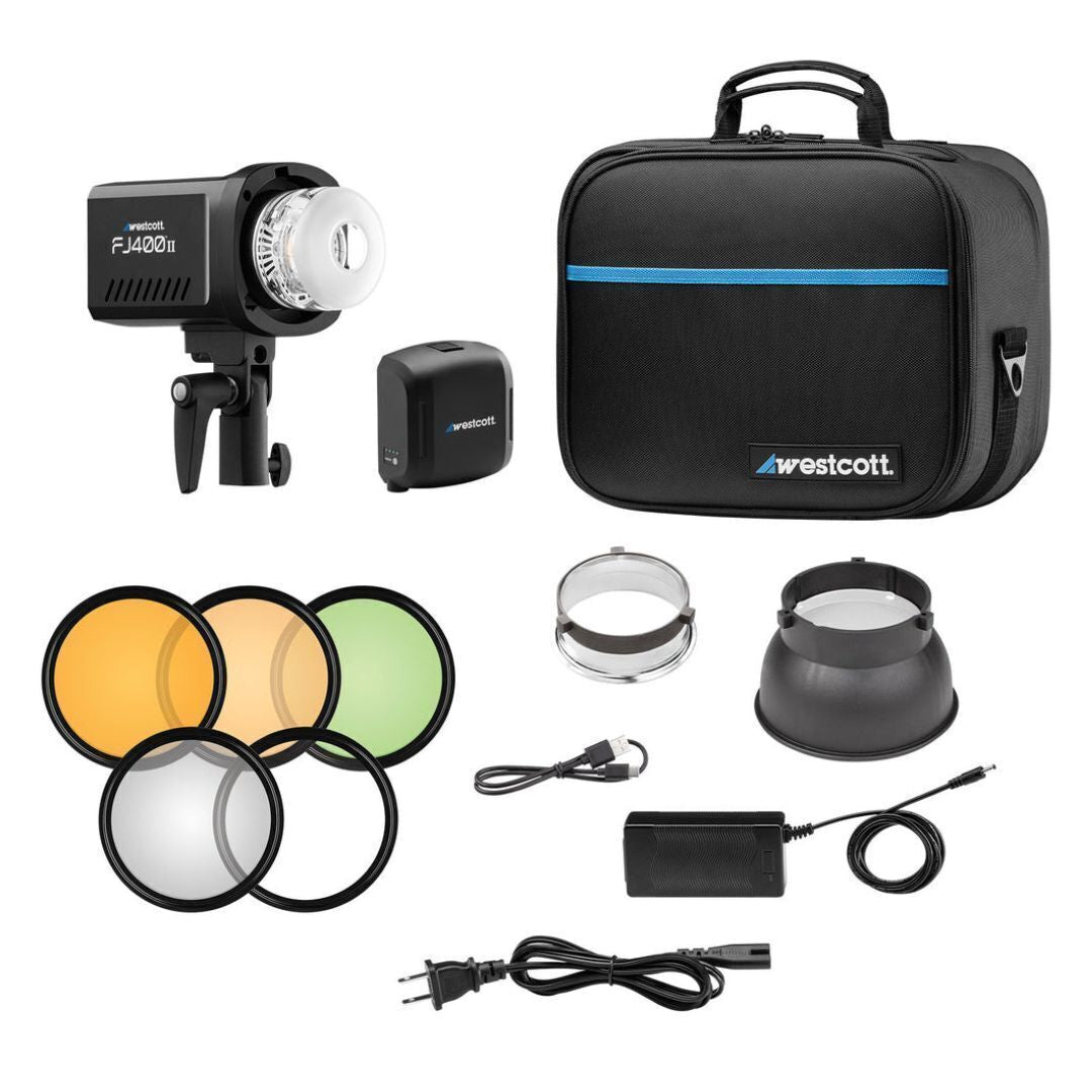 Westcott FJ400 II 400Ws Touchscreen Strobe with Battery and Heavy-Duty Light Stand Bundle