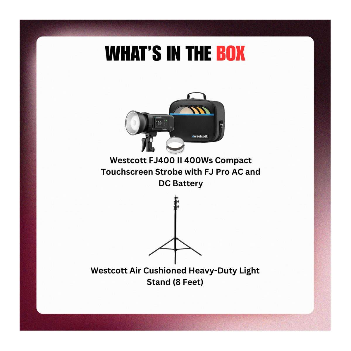 Westcott FJ400 II 400Ws Touchscreen Strobe with Battery and Heavy-Duty Light Stand Bundle