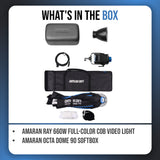 Amaran Ray 660W Full-Color COB Video Light with Octa Dome 90 Softbox Bundle