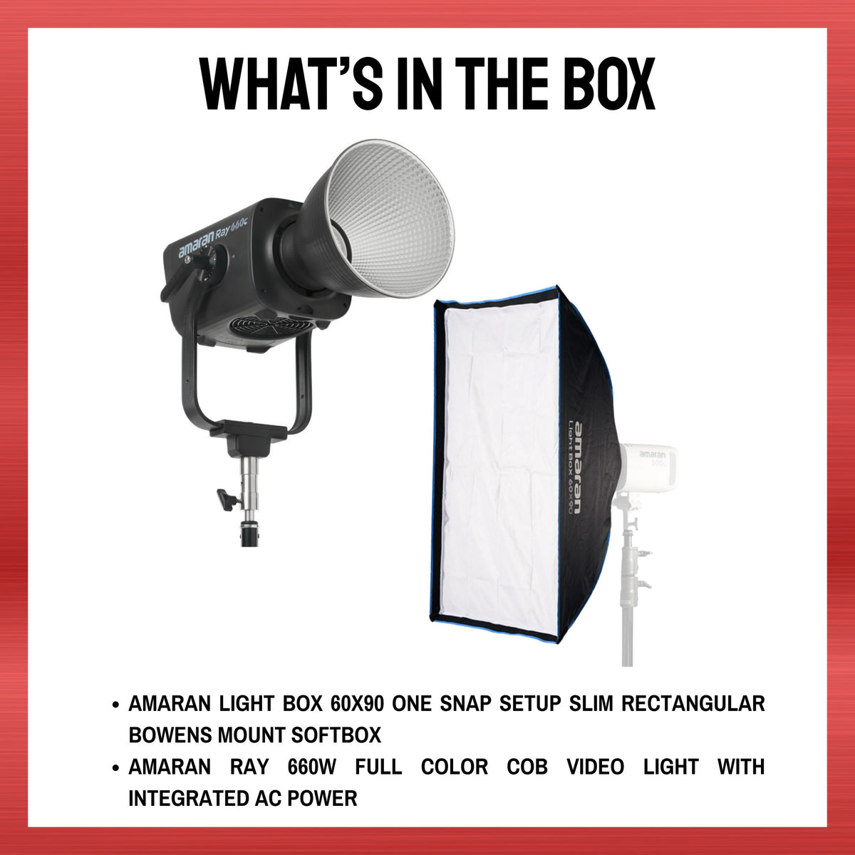 Amaran Ray 660W Full-Color COB Video Light with Softbox Bundle