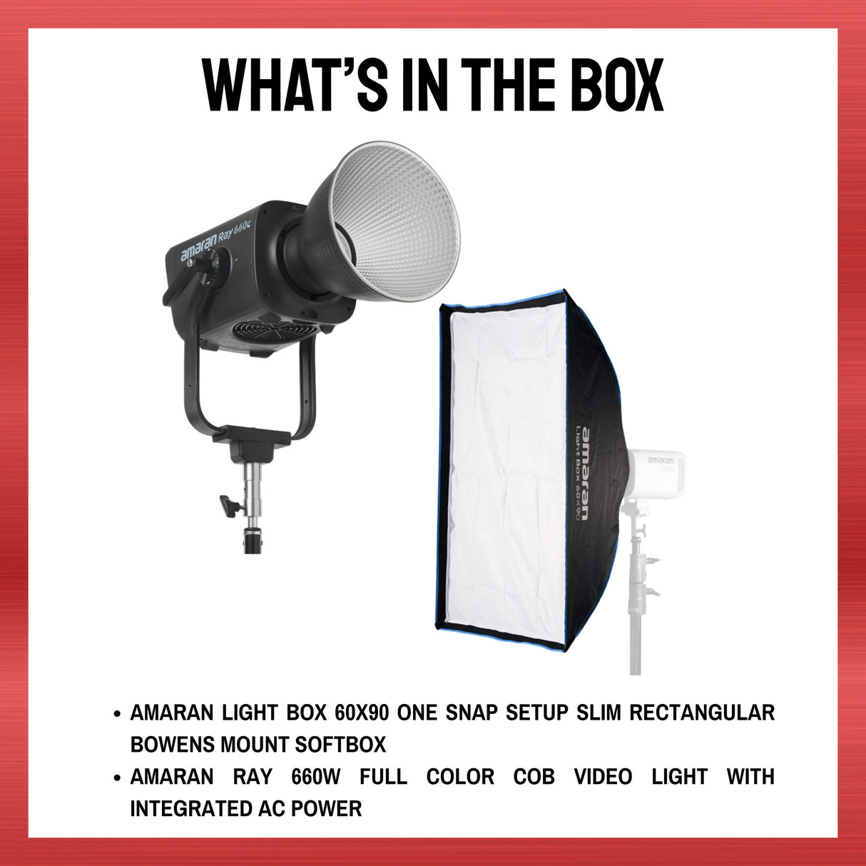 Amaran Ray 660W Full-Color COB Video Light with Softbox Bundle