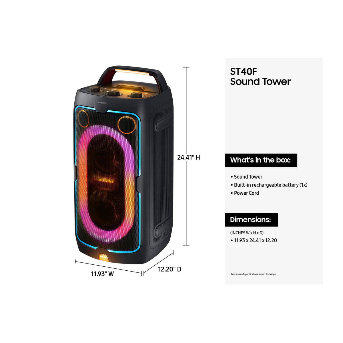 Samsung ST40F Sound Tower Portable Bluetooth Party Speaker with Built-In Battery (Open Box)