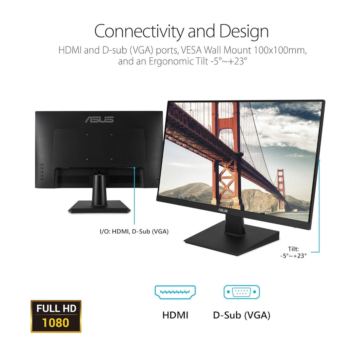 Asus VA27EHE 27-Inch 75 Hz Full HD IPS LED Eye Care Monitor (Black) (Open Box)
