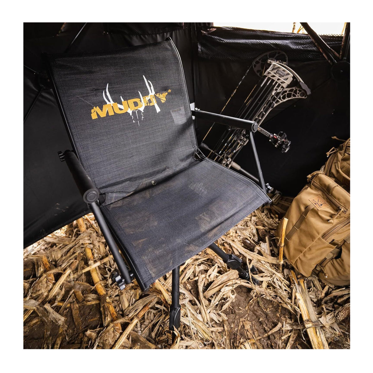 MUDDY Outdoors Swivel Ground Seat with Adjustable Legs 360 Degree Hunting Chair