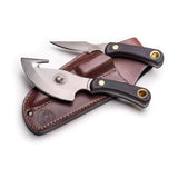 Knives Of Alaska 00012FG Light Hunter Combo Set with Leather Sheath (Black)
