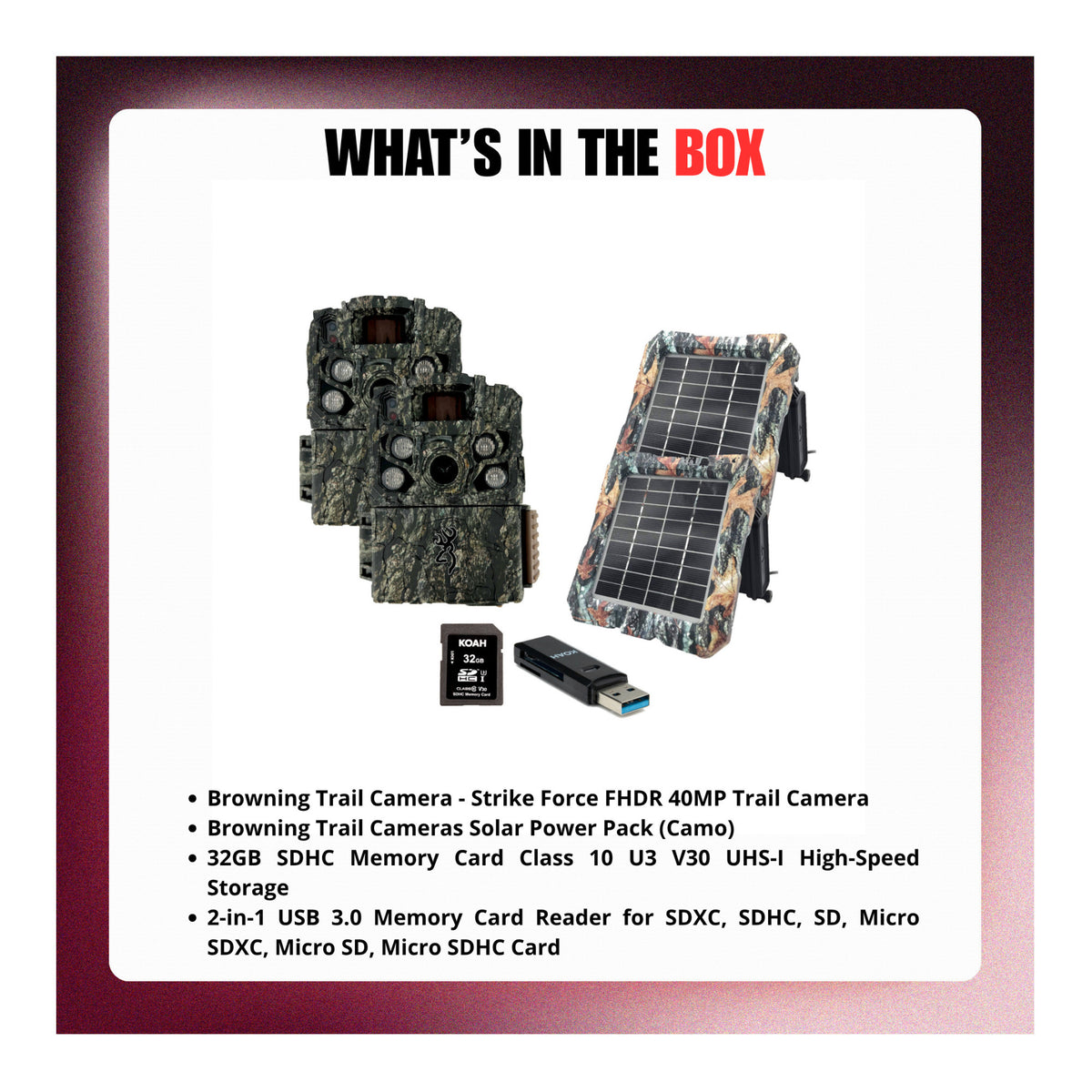 Browning Strike Force FHDR 40MP Trail Camera (2 Pack) Bundle with Accessories