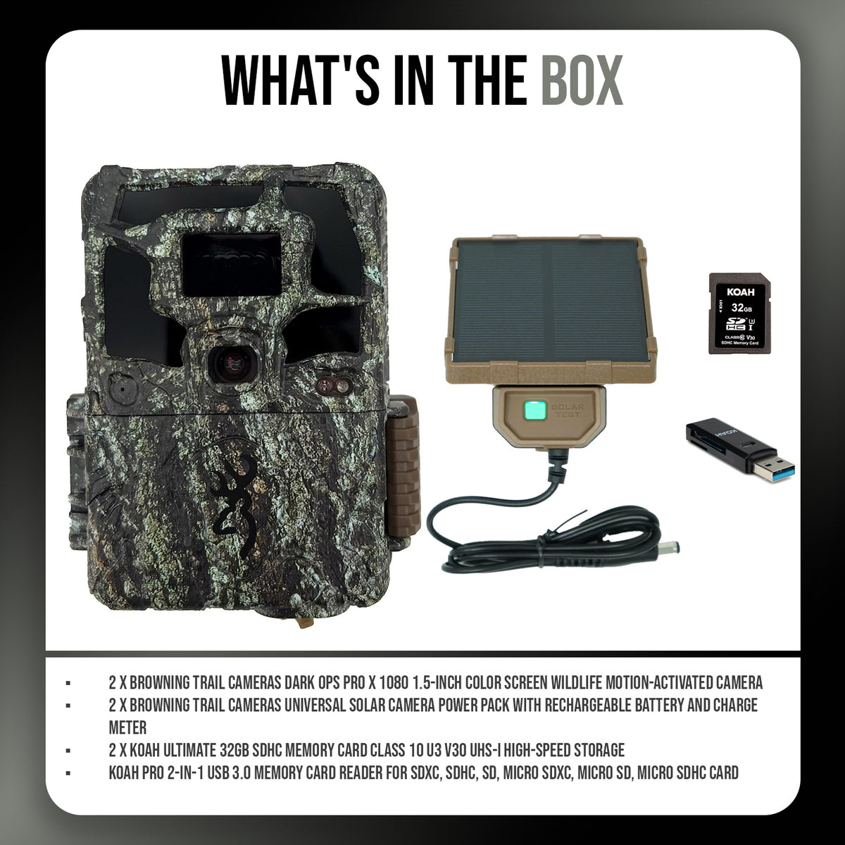 Browning Dark Ops Pro X 1080 Trail Camera (2-Pack) with Accessories Bundle