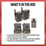 Yellowstone Y2 Cellular Trail Camera (2 Pack) with Security Box and Card Reader