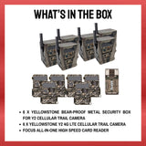 Yellowstone Y2 Cellular Trail Camera (6 Pack) with Security Box and Card Reader