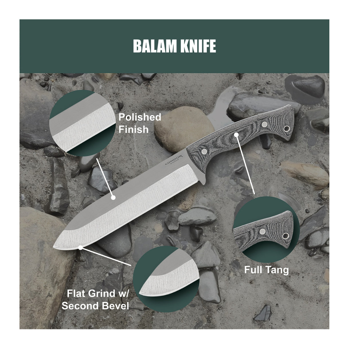 Condor Balam Fixed-blade Rugged Knife with Stainless Steel 9-inch Blade