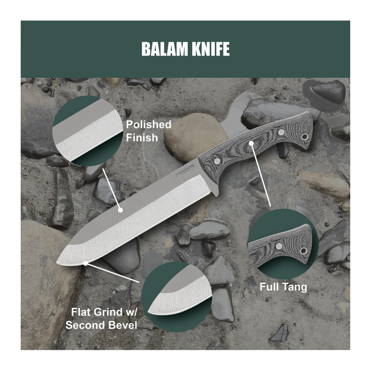 Condor Balam Fixed-blade Rugged Knife with Stainless Steel 9-inch Blade (Open Box)
