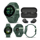 Garmin vivoactive 6 GPS Smartwatch (Jasper Green) with Wireless Earbuds Bundle