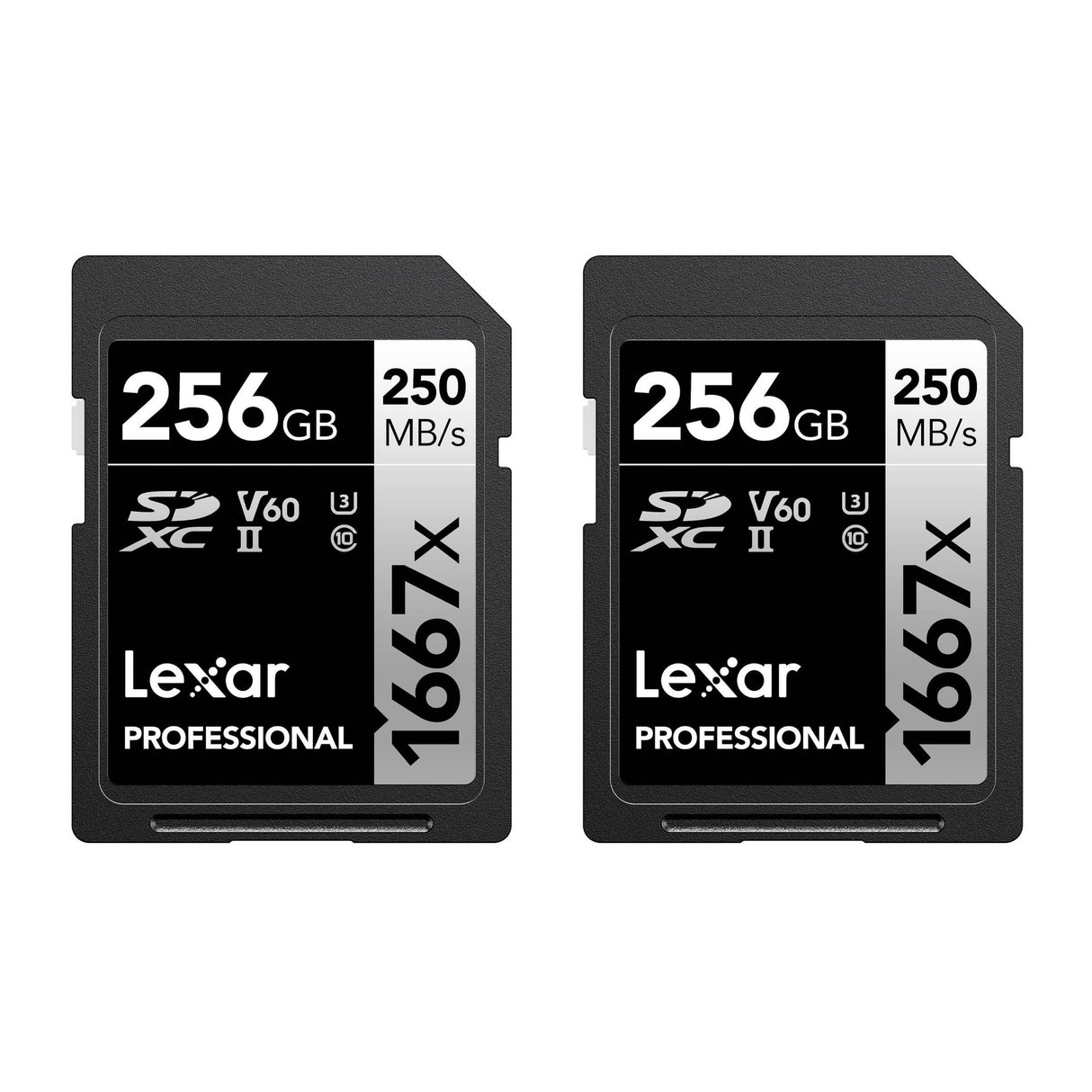 Lexar Professional SDXC 1667X UHS-II V60 4K 256GB Memory Card (2-Pack)
