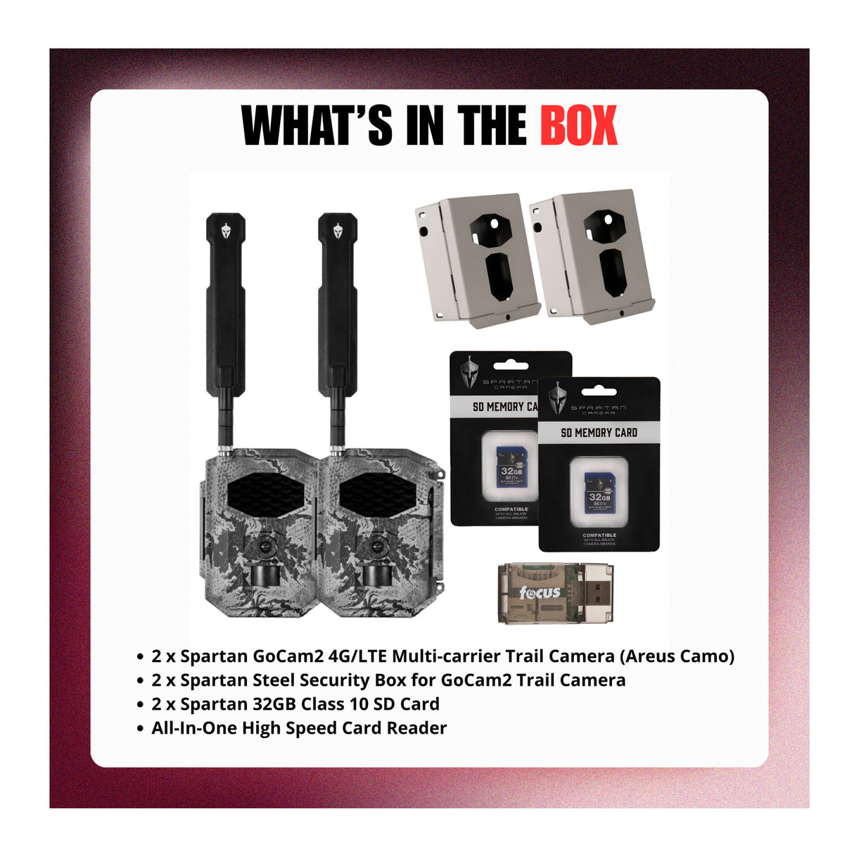 Spartan GoCam2 4G/LTE Multi-carrier Trail Camera (Areus Camo) with Accessories