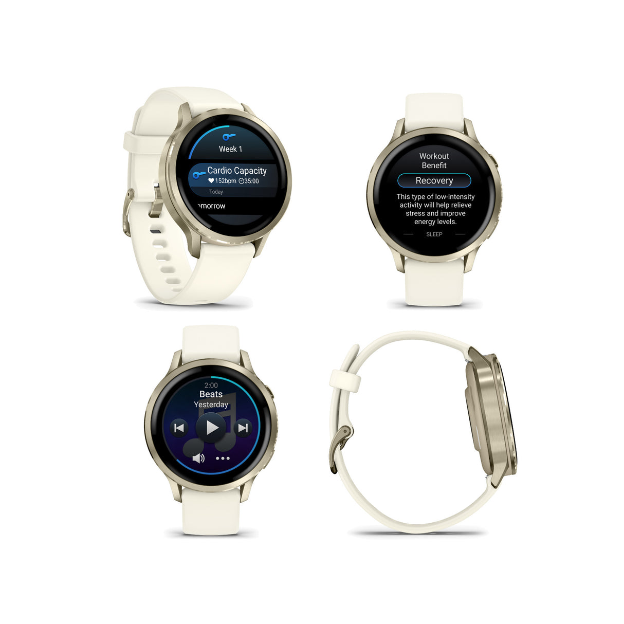 Garmin Venu 4 41mm AMOLED (Lunar Gold/Bone) GPS Smartwatch with Earbuds Bundle