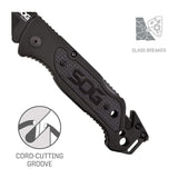 SOG Escape Tactical Folding Knife with 3.4 Serrated Blade (Black)