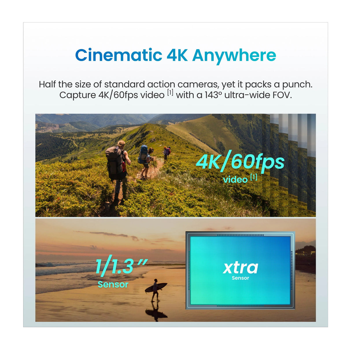 Xtra Atto 4K60 Action Camera for Vlogging and Travel