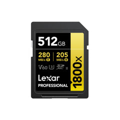 Lexar 512GB Professional 1800x UHS-II SDXC Memory Card (GOLD Series)