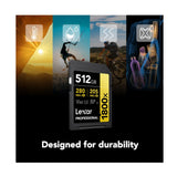 Lexar 512GB Professional 1800x UHS-II SDXC Memory Card (GOLD Series) (Open Box)
