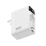 ReelCharge 40W USB C Wall Charger Dual Port Fast Charger Block with LED Display Folding Plug (White)