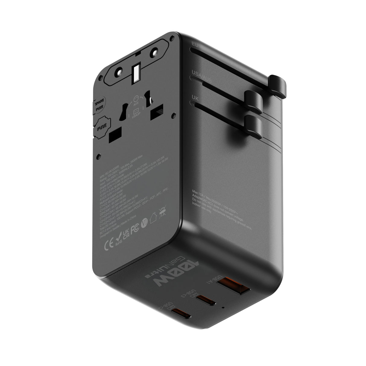 ReelCharge -Veratek 100W Global Travel Charger (Gray)