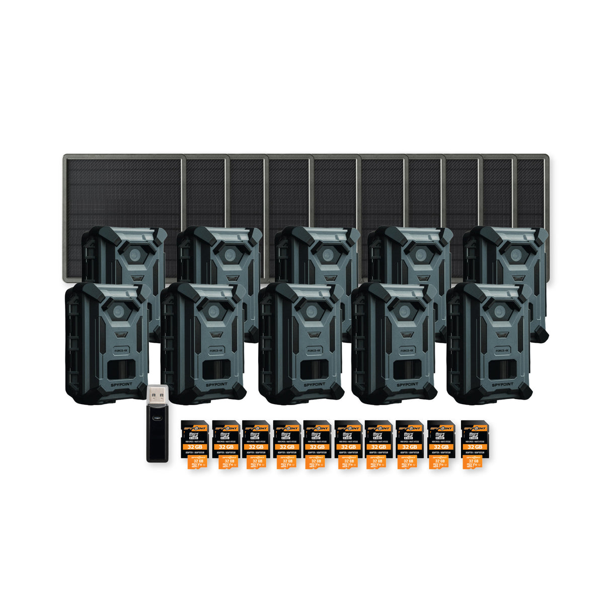 Spypoint FORCE-4K Bundle with Solar Panels, Memory Cards, and Reader (10-Pack)