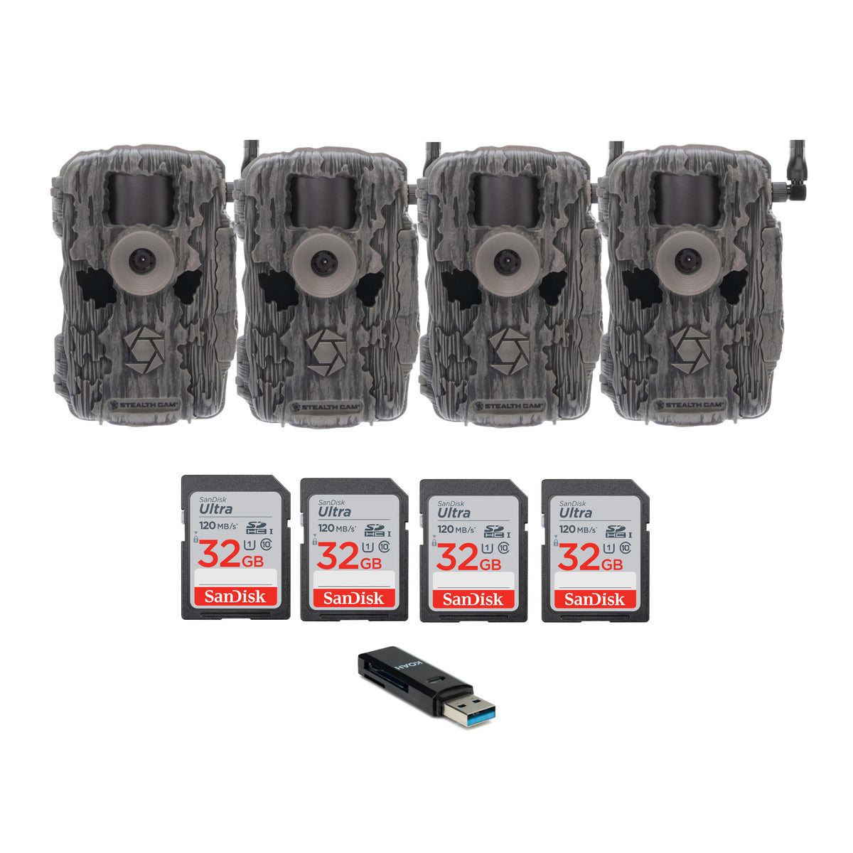 Stealth Cam Fusion X-Pro 36MP 720P Cellular Dual Sim Trail Camera 4-Pack Bundle