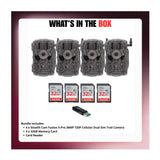 Stealth Cam Fusion X-Pro 36MP 720P Cellular Dual Sim Trail Camera 4-Pack Bundle