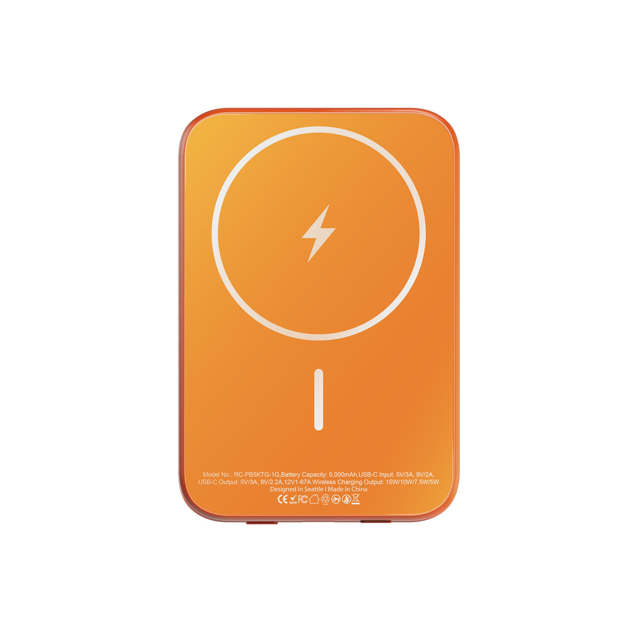 ReelCharge ReelSafe 5,000 mAh Glass Power Bank (Orange)