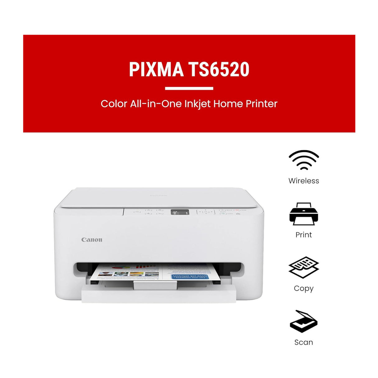 Canon PIXMA TS6520 Wireless Multifunction Inkjet Printer (White)