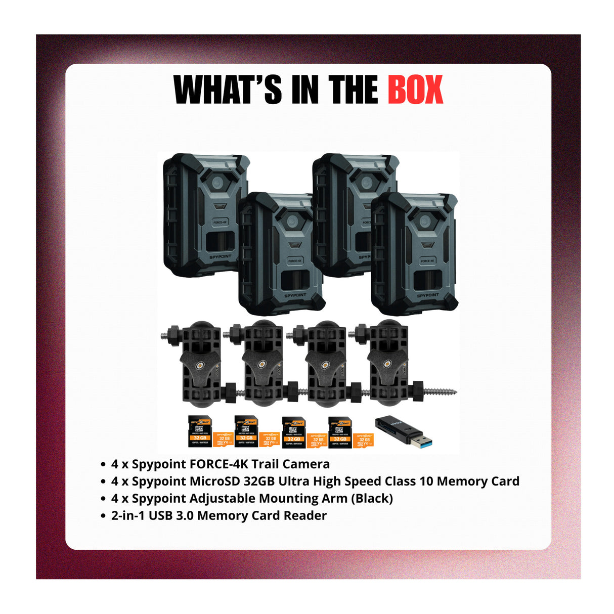 Spypoint FORCE-4K Trail Camera with 32GB MicroSD and Accessories Bundle