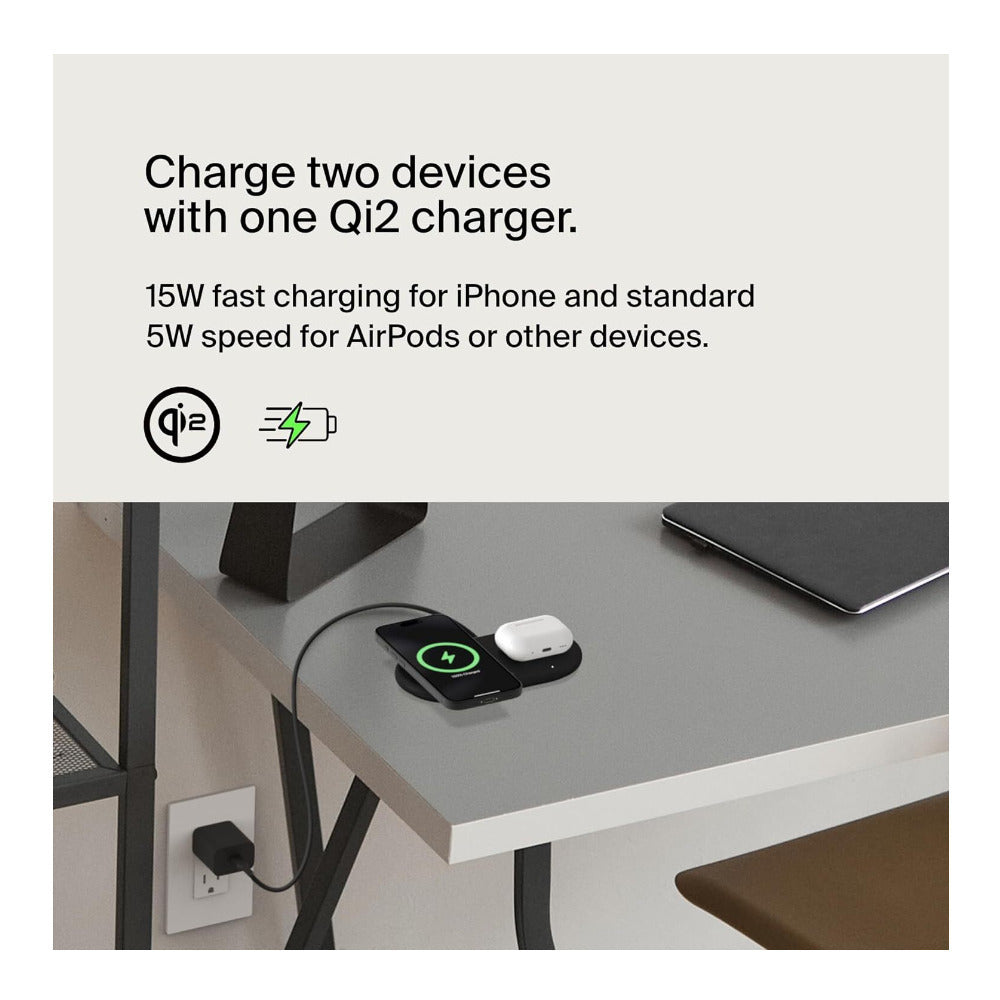 Belkin BoostCharge Pro 2-in-1 Magnetic Wireless Charging Pad with Qi2 (Black) (Open Box)