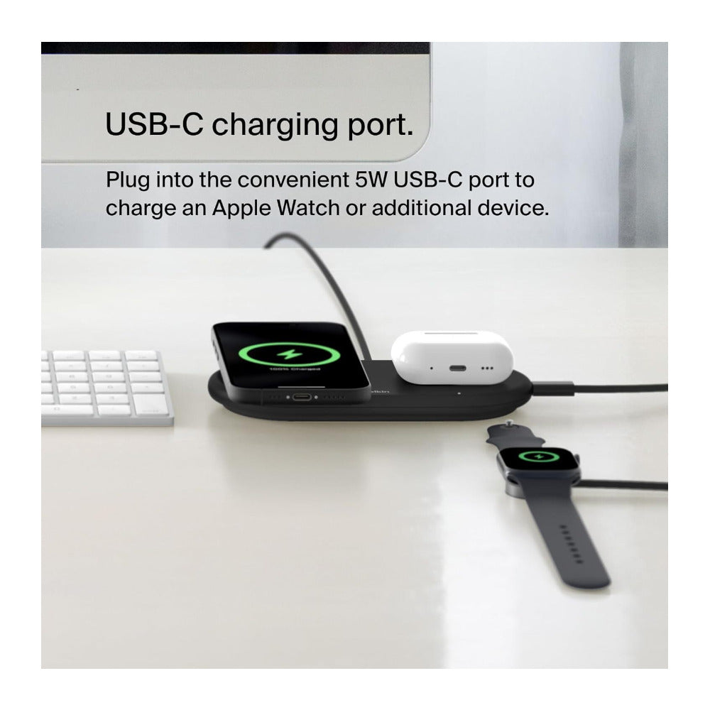 Belkin BoostCharge Pro 2-in-1 Magnetic Wireless Charging Pad with Qi2 (Black) (Open Box)