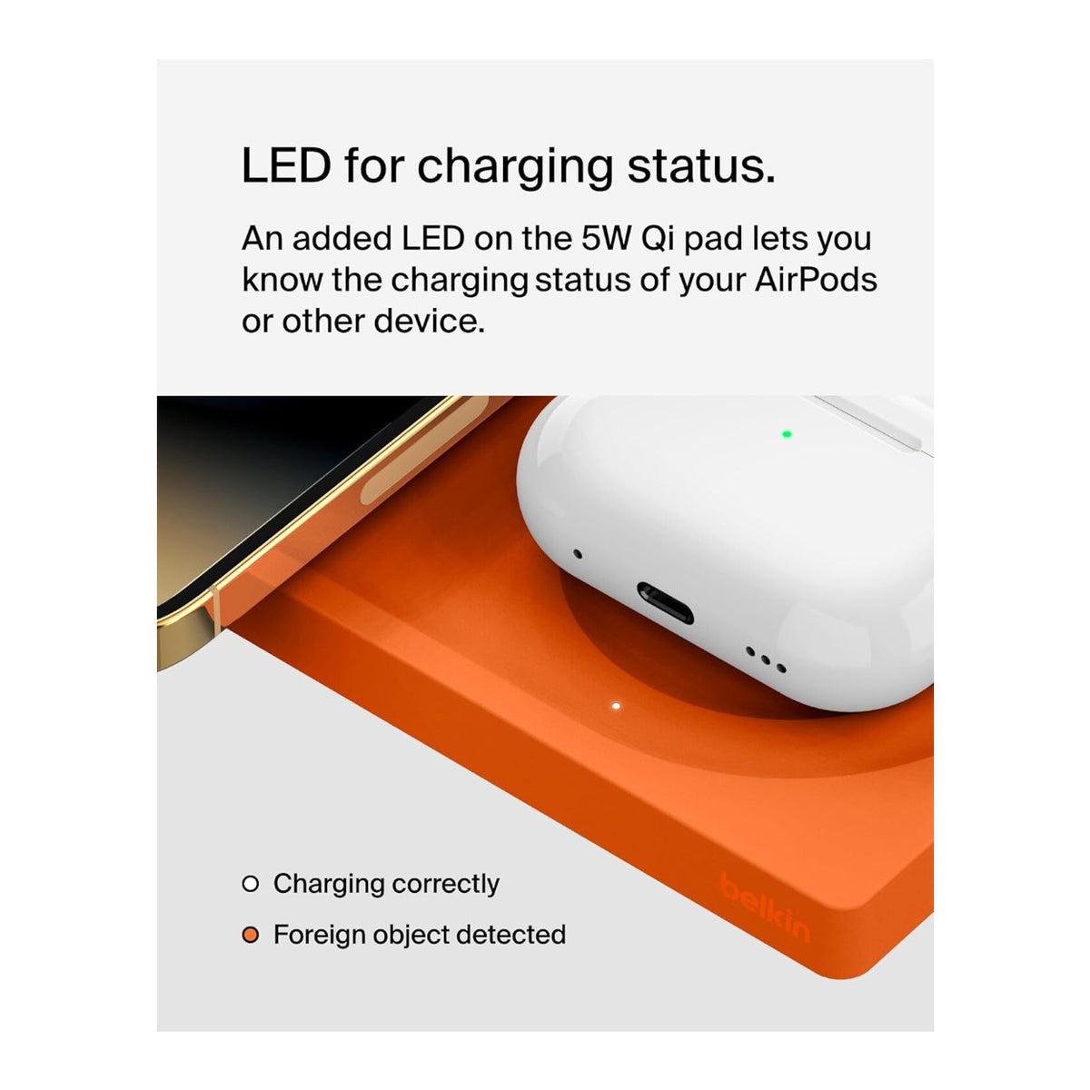 Belkin 2-in-1 MagSafe Wireless Charging Pad with Qi2 15W (Orange) (Open Box)