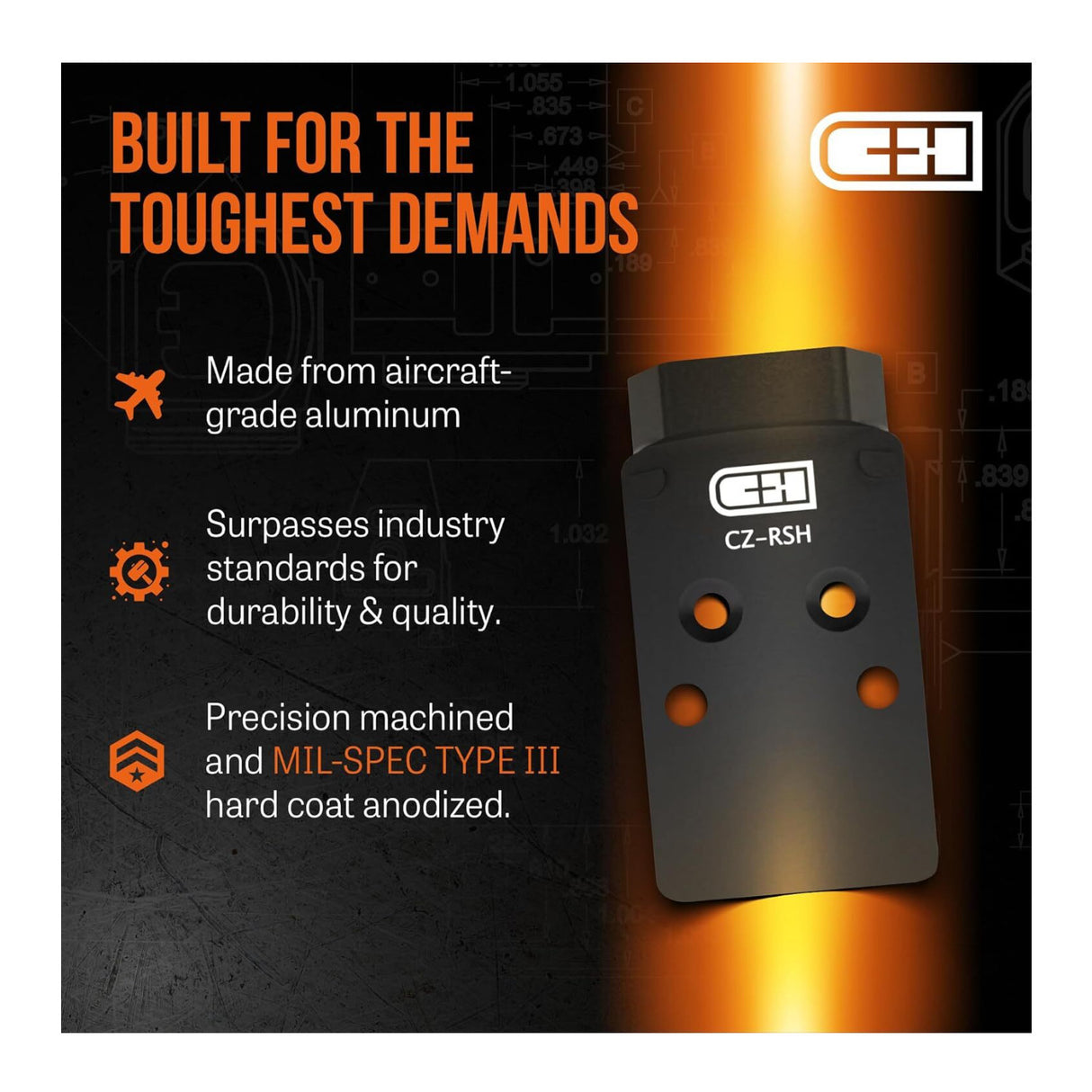 C+H CZ P-10 Red Dot Mounting Plate with Ultra-Thin Design and T-Nut System