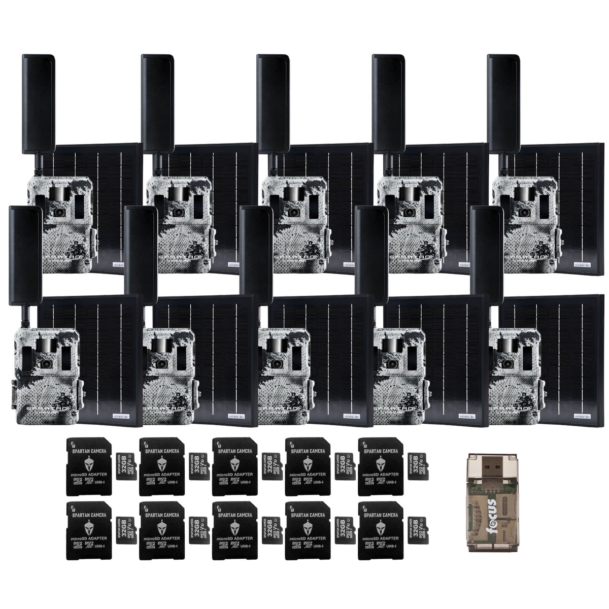 Spartan GoLive2 4G/LTE Trail Camera 10-Pck Bundle with Solar Panel & Accessories