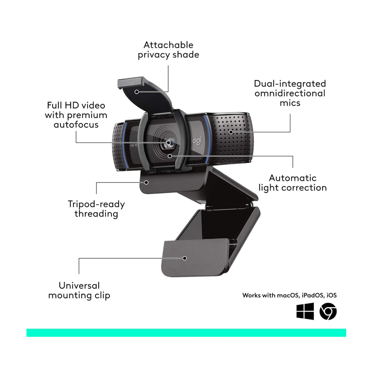Logitech C920e HD 1080p 3MP Autofocus Business Webcam