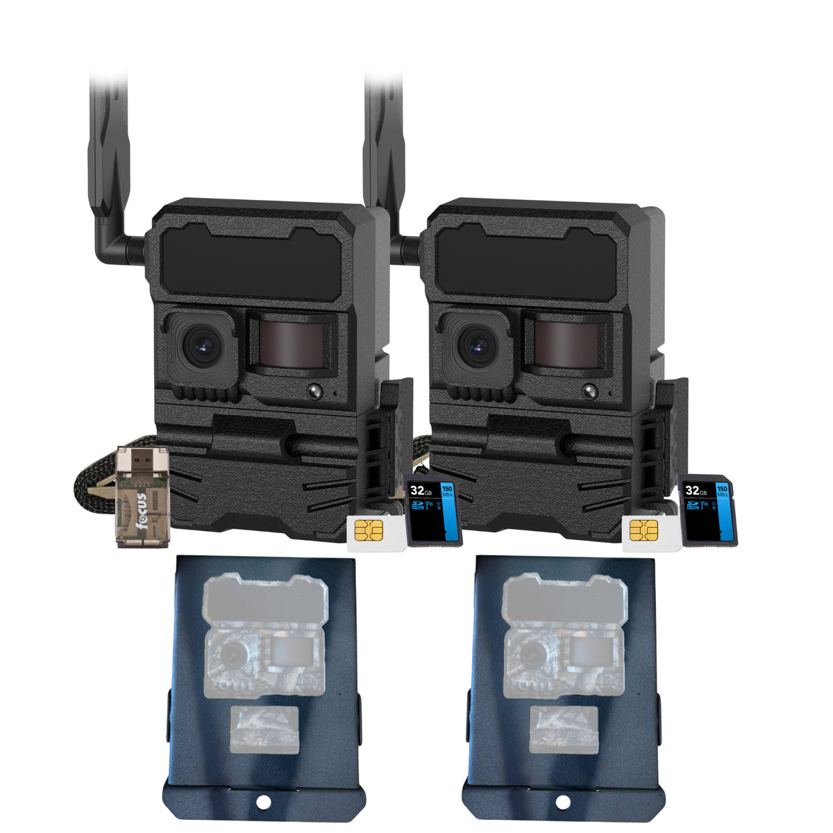 Yellowstone Y2 Black Wide Lens Trail Camera (2-Pack) with Security Box and Accs