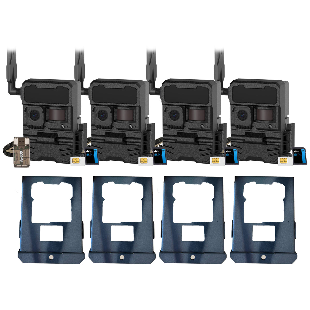 Yellowstone Y2 Black Wide Lens Trail Camera (4-Pack) with Security Box and Accs