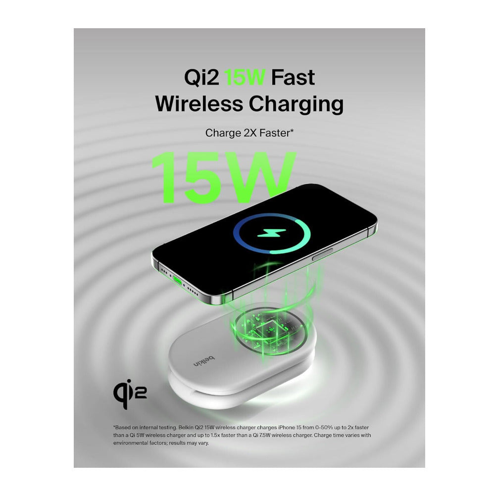 Belkin BoostCharge 15W 2-in-1 Magnetic Wireless Qi2 Charging Stand (Teal)