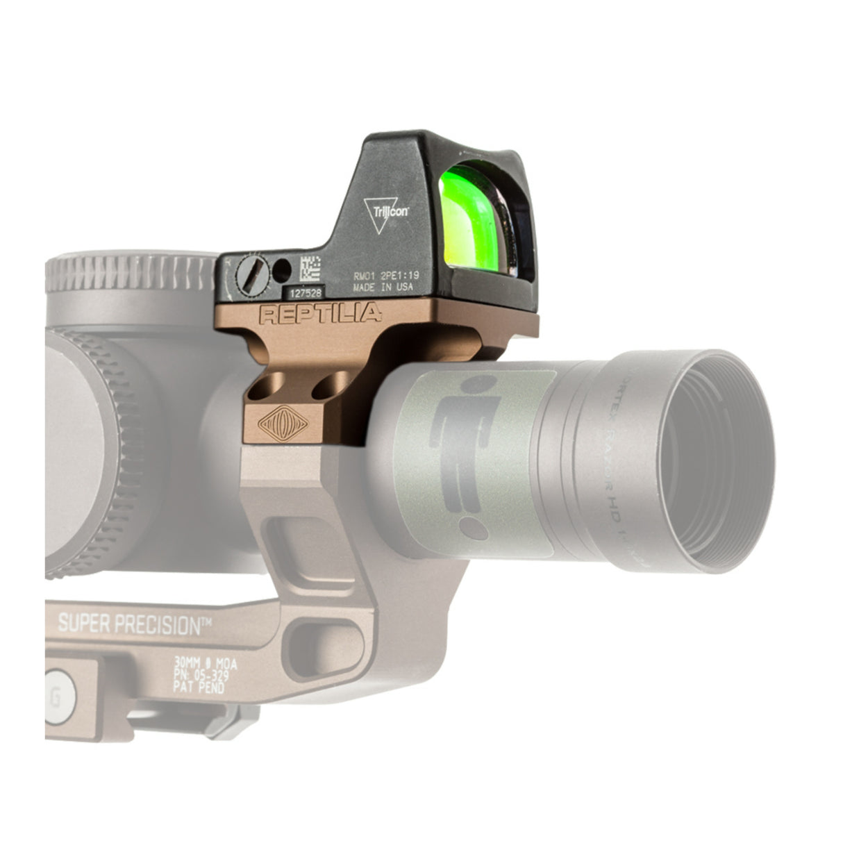 Reptilia AUS 30mm Optic Mount (FDE Anodized) with ROF-90 and Bubble Level Bundle